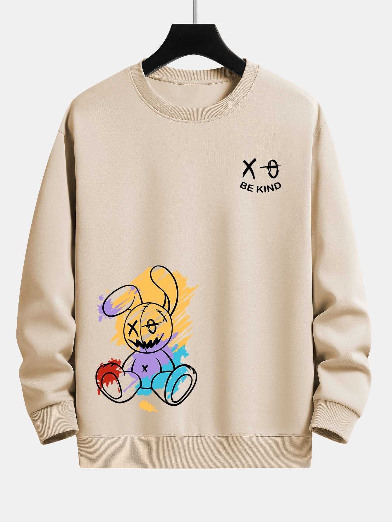 Graffiti Rabbit Print Relax Fit Sweatshirt