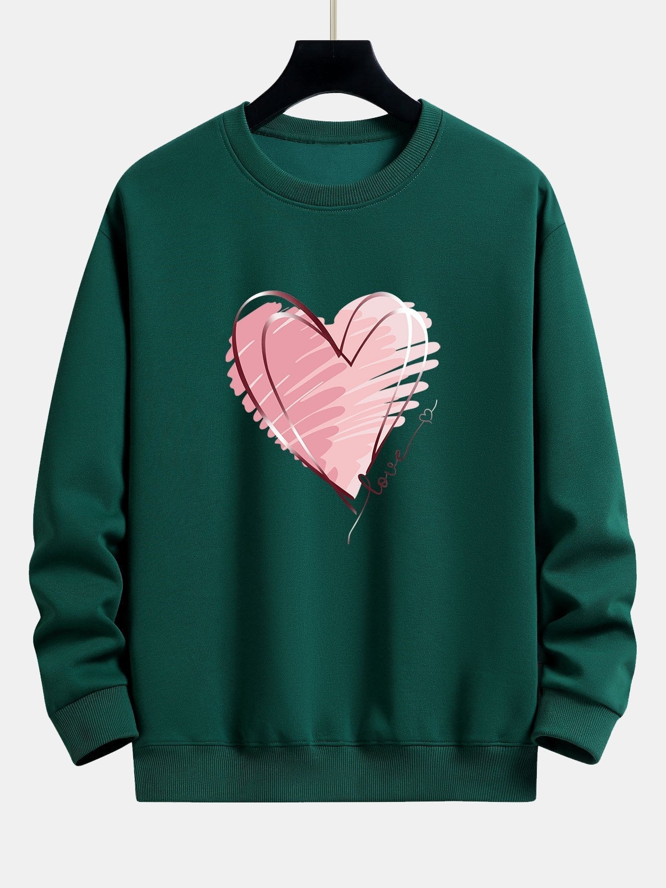 Doodle Heart Print Relax Fit Sweatshirt