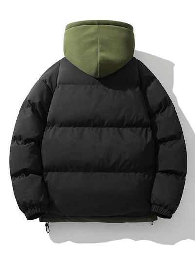 Contrast Zip Up Hooded Puffer Coat