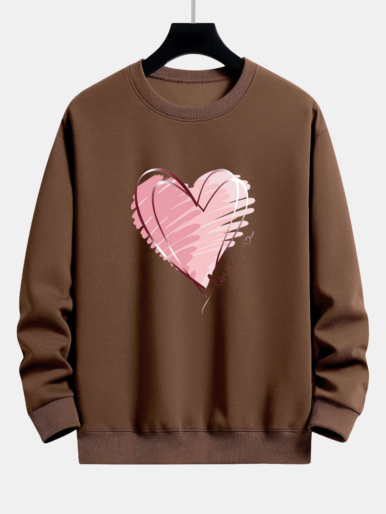 Doodle Heart Print Relax Fit Sweatshirt