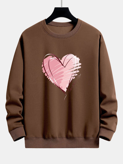 Doodle Heart Print Relax Fit Sweatshirt