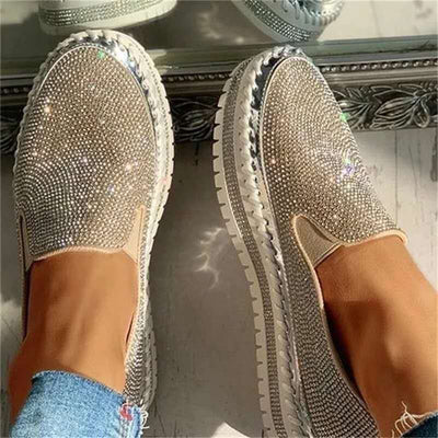 Liveli - Women Rhinestone Platform Breathable Slip-on Shoes