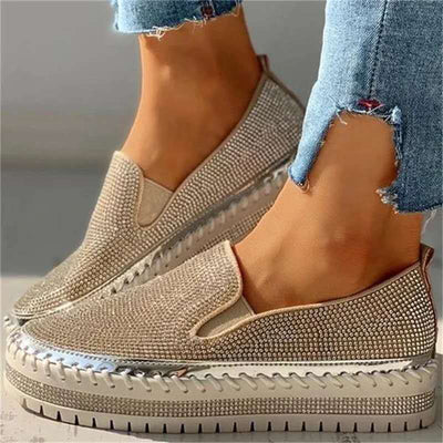 Liveli - Women Rhinestone Platform Breathable Slip-on Shoes