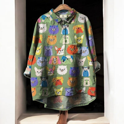 Isabelle | Exclusive Women's Blouse with Dog Print