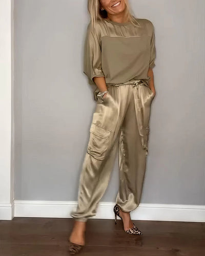 AMELIA | Komplette zweiteilige Bluse und schicke Cargohose
