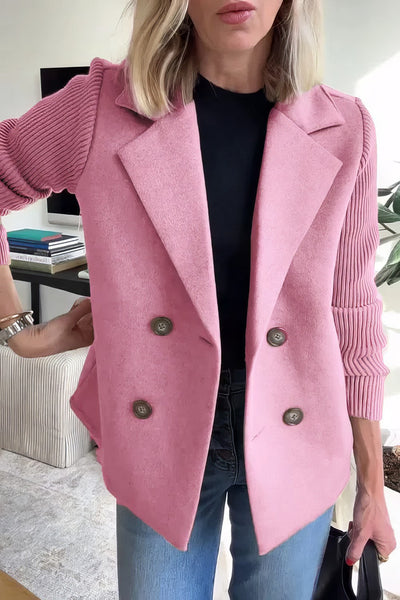 CLAIRE | Langer Cardigan mit Patchwork-Ärmeln, trendig und schick