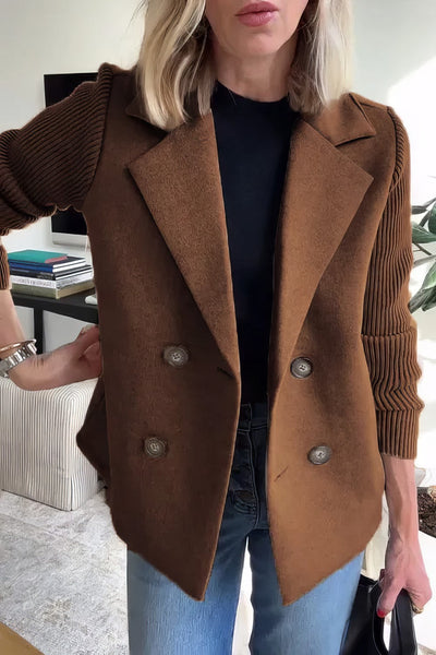 CLAIRE | Langer Cardigan mit Patchwork-Ärmeln, trendig und schick