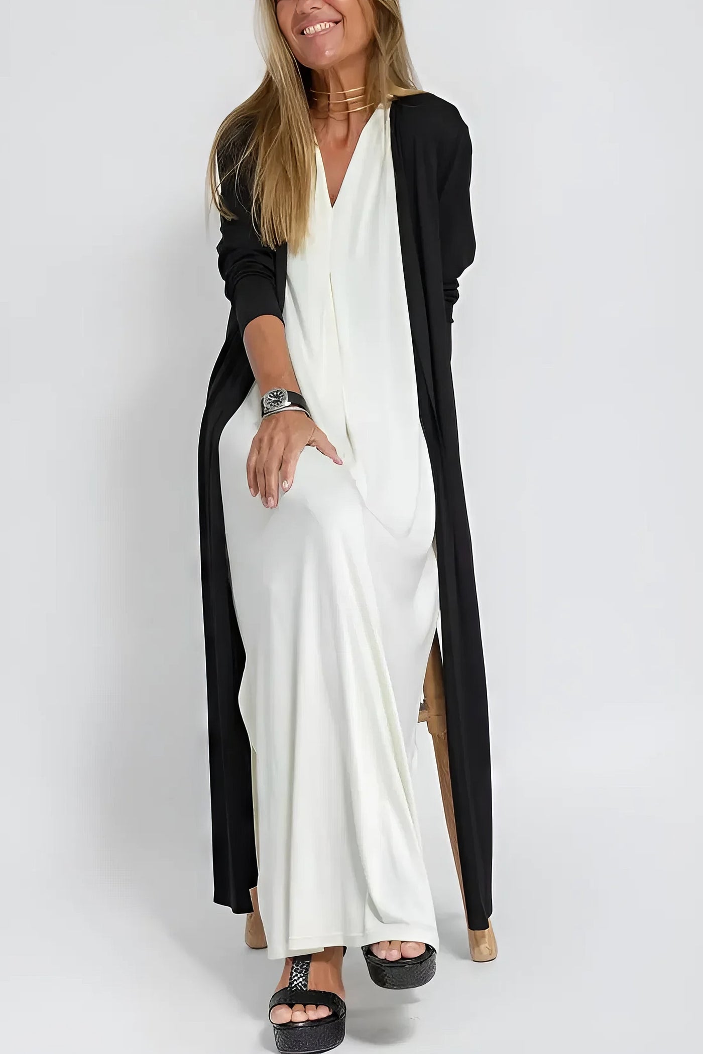 ELISE | Robe longue élégante avec cardigan assorti inclus