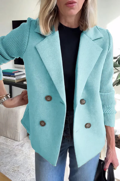 CLAIRE | Langer Cardigan mit Patchwork-Ärmeln, trendig und schick