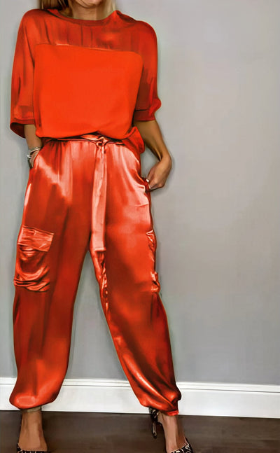 AMELIA | Komplette zweiteilige Bluse und schicke Cargohose