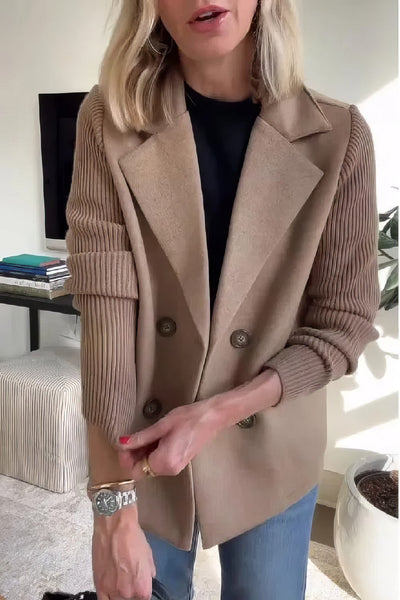 CLAIRE | Langer Cardigan mit Patchwork-Ärmeln, trendig und schick