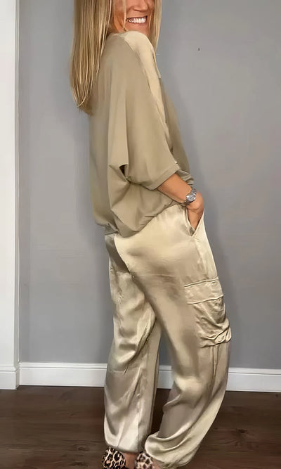 AMELIA | Komplette zweiteilige Bluse und schicke Cargohose