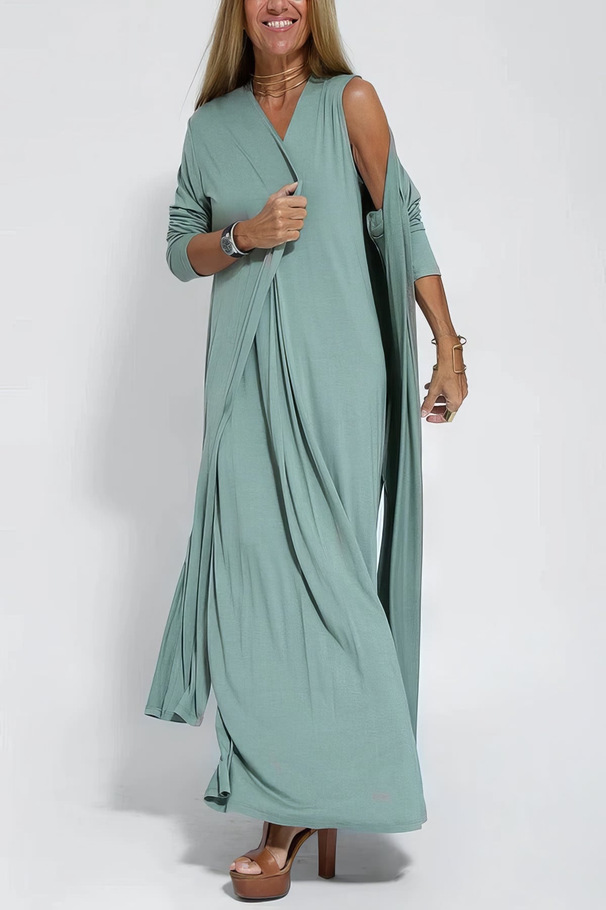 ELISE | Robe longue élégante avec cardigan assorti inclus