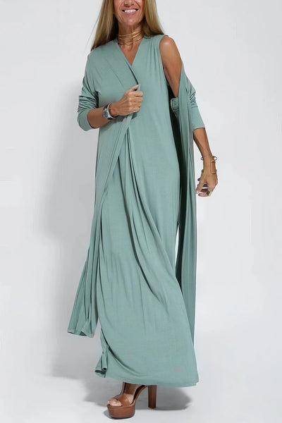 ELISE | Robe longue élégante avec cardigan assorti inclus