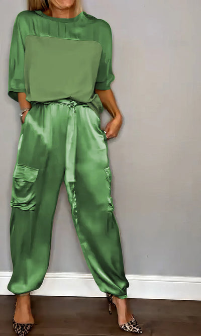 AMELIA | Komplette zweiteilige Bluse und schicke Cargohose