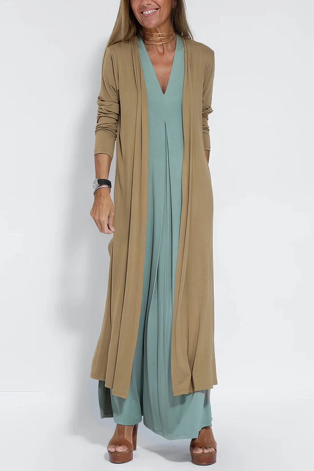 ELISE | Robe longue élégante avec cardigan assorti inclus