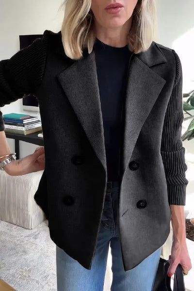 CLAIRE | Langer Cardigan mit Patchwork-Ärmeln, trendig und schick
