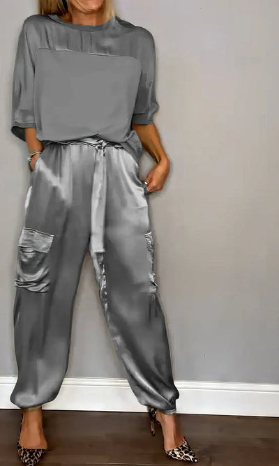 AMELIA | Komplette zweiteilige Bluse und schicke Cargohose