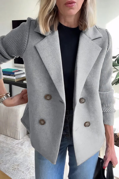 CLAIRE | Langer Cardigan mit Patchwork-Ärmeln, trendig und schick