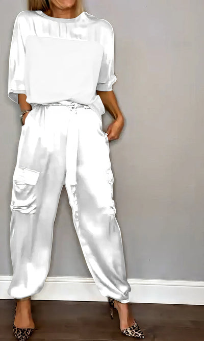 AMELIA | Komplette zweiteilige Bluse und schicke Cargohose