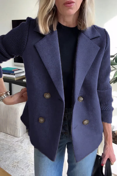 CLAIRE | Langer Cardigan mit Patchwork-Ärmeln, trendig und schick